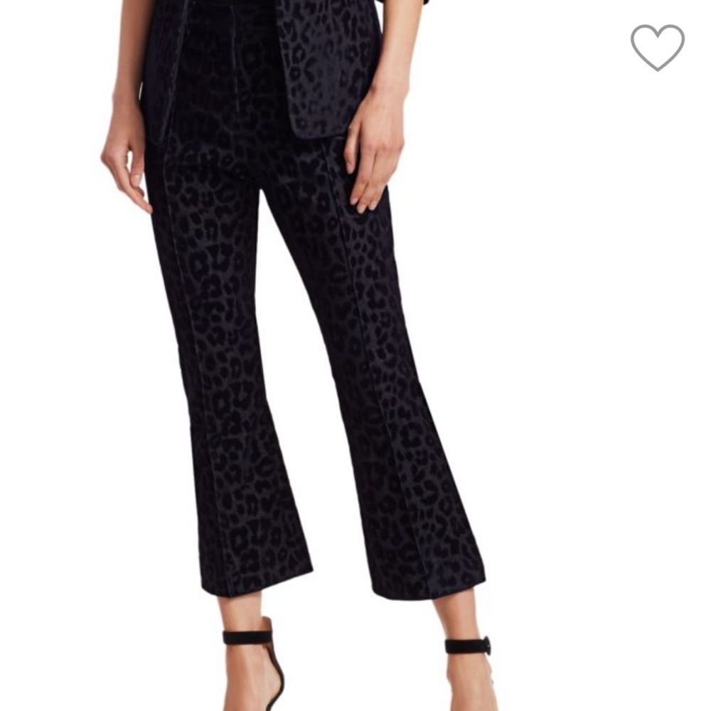 DEREK LAM Velvet Leopard-Print Crop Flare Pants